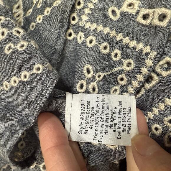 Johnny Was Embroidered Ellington Peasant Dress Size XL Boho Floral Gray - Picture 10 of 10